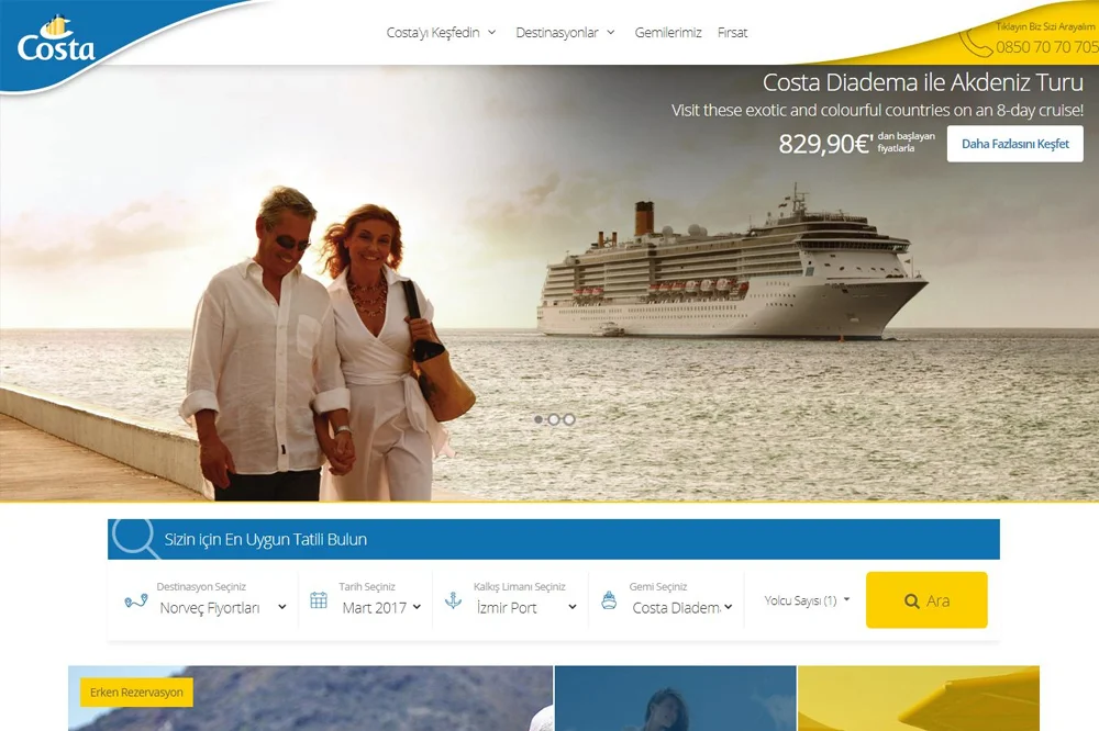 Costa Cruises UI/UX Referans Görseli