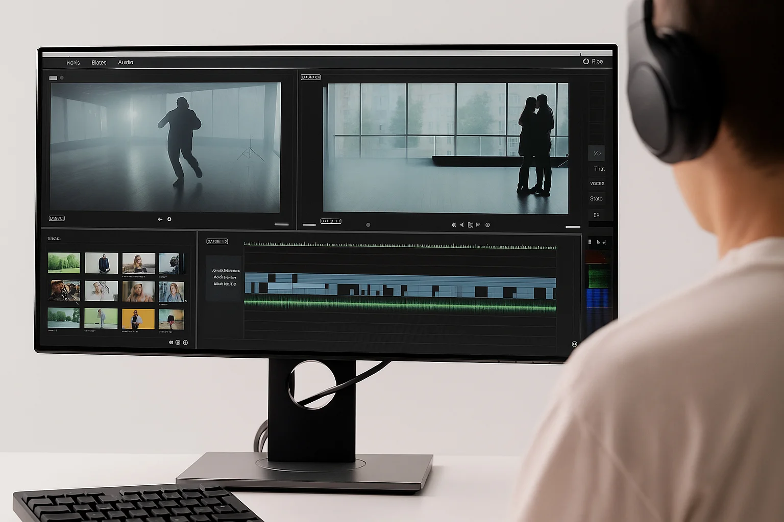 Video Kurgu Montaj Hizmetleri İki Monitör